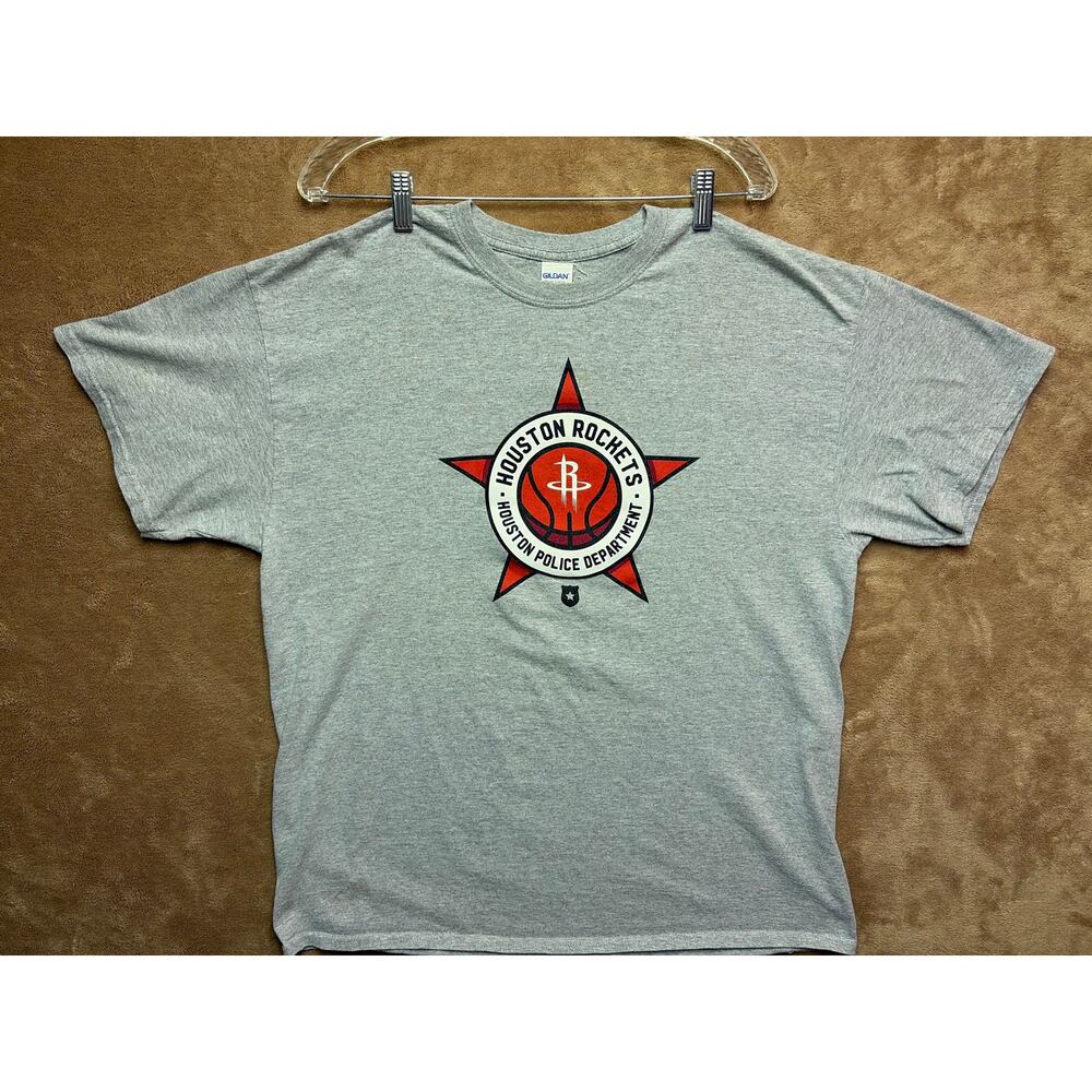 Vintage Houston Rockets Houston Police Department HPD T-Shirt Gray Mens XL
